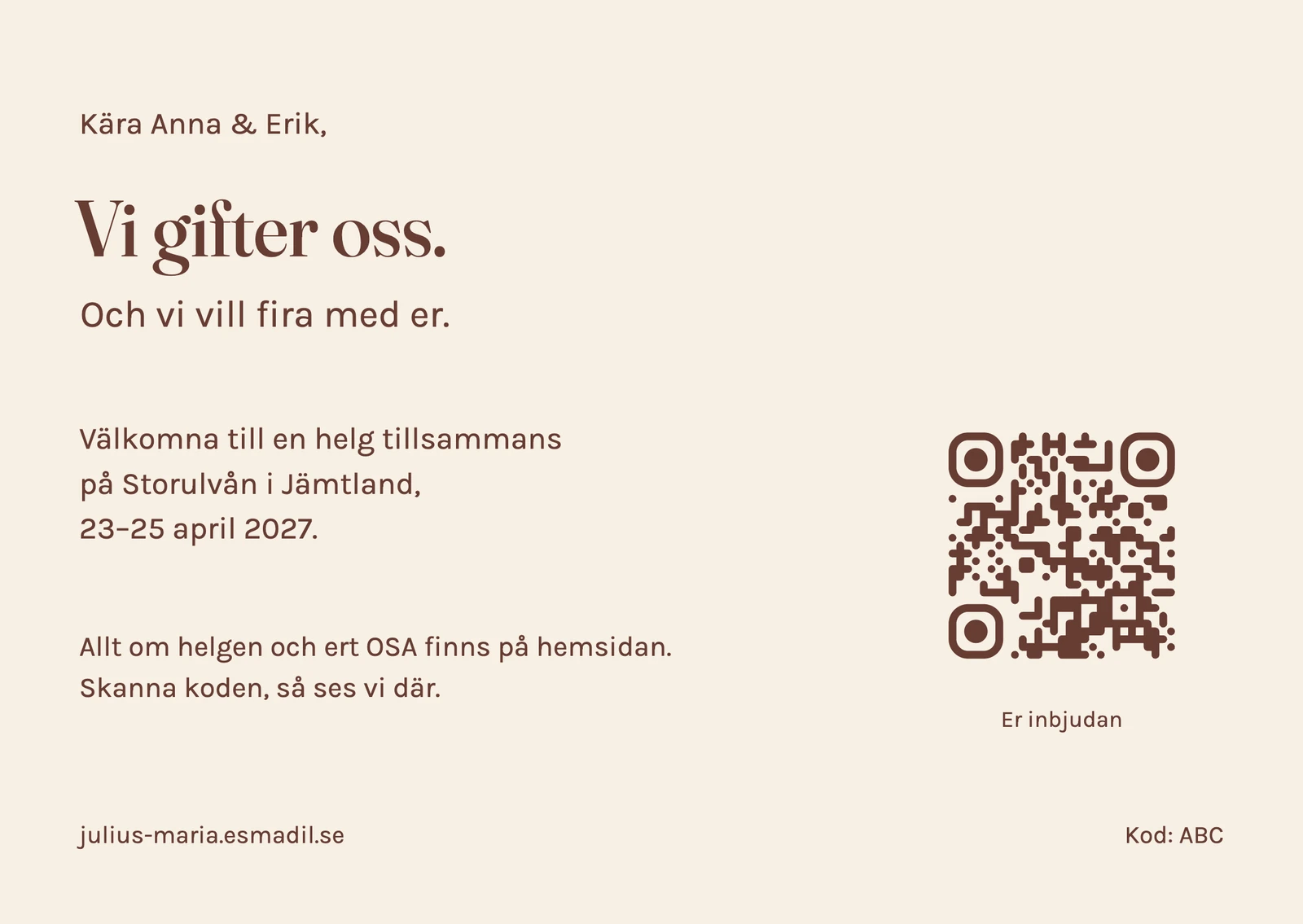Fjällpost, back of invitation C1